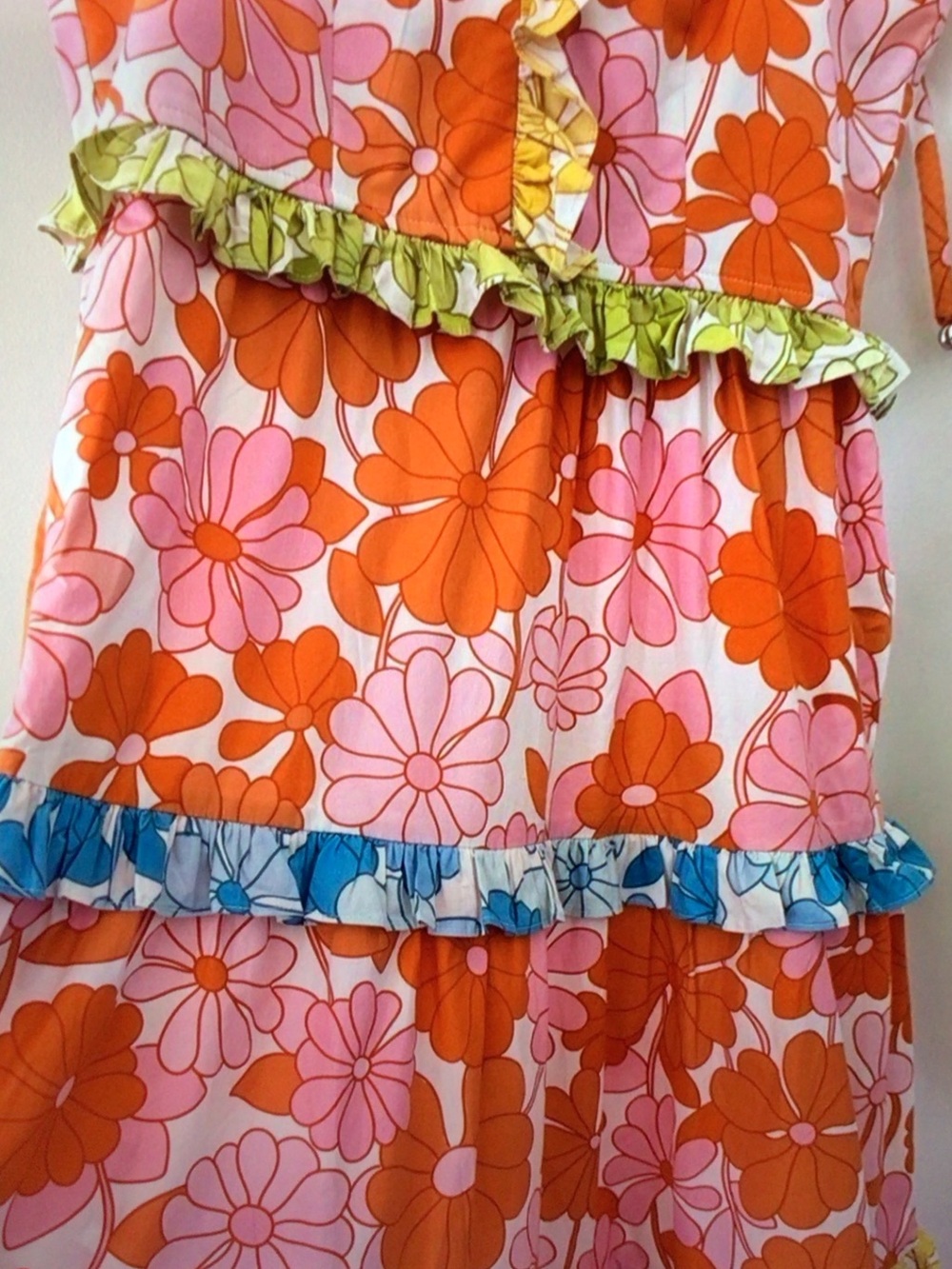 Floral Tie-Strap Sundress in Pink & Orange - Picture 5 of 13